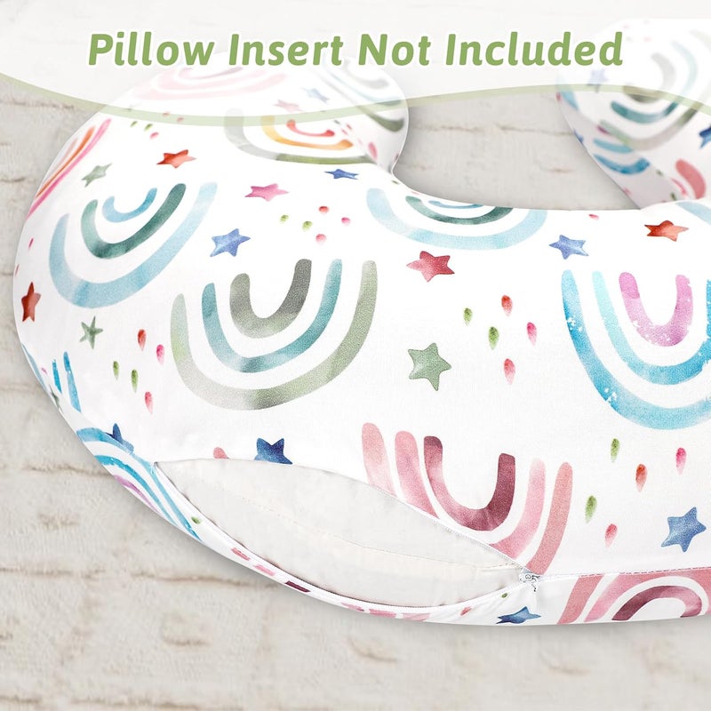 WINGHENLEE Nursing Pillow Cover, Breastfeeding Pillow Cover for Baby Girls Boys, Soft Stretchy Nursing Pillowcase for Infant Newborn, Removable Slipcover for Nursing Pillows, RainbowStar(Only Cover) - Image 4